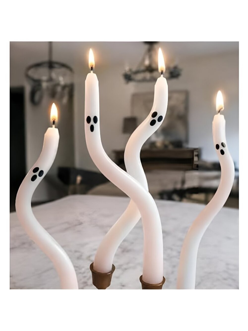 Halloween Decorations Indoor - 4 Pack Cute Ghost Taper Candles